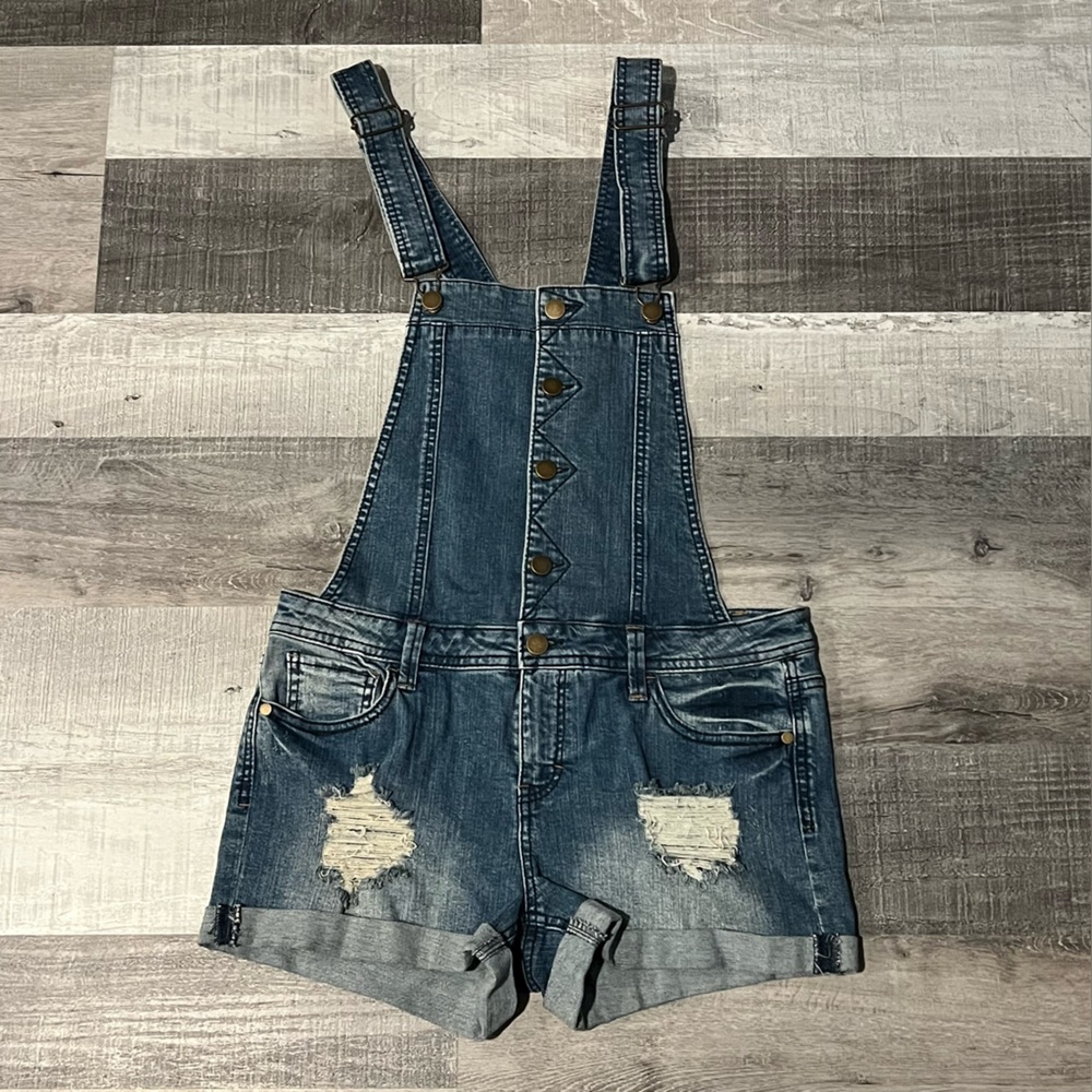 Francesca's Collections Blue Denim Overalls